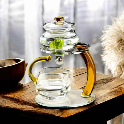 Glass Teapot with Infuser, Tea Infuser Teapot with Magnetic Filtration, Magnetic Tea Pot with Ergonomic Handle