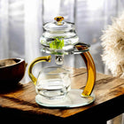 Glass Teapot with Infuser, Tea Infuser Teapot with Magnetic Filtration, Magnetic Tea Pot with Ergonomic Handle
