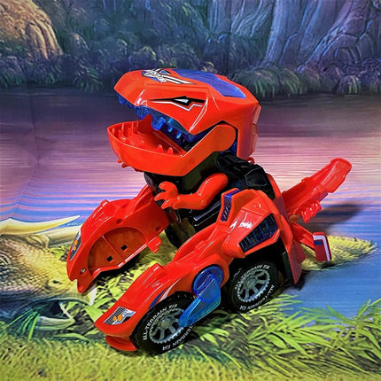 Transformable Dinosaur LED Car Toy with Remote Control for Interactive Learning 0