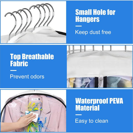 Transparent Garment Covers | Waterproof PEVA Storage Bags with Side Zippers | Organize Suits and Dresses 2
