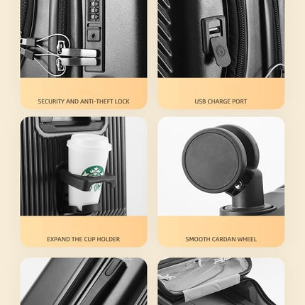 TravelMate | Hard Shell Carry-On Suitcase with USB Charging & Cup Holder | TSA Approved for Secure Travel 5