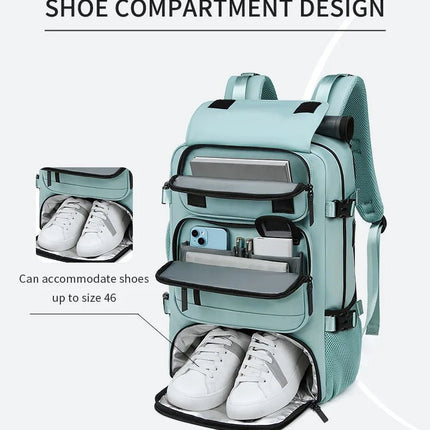 TravelMax | Waterproof Travel Backpack with USB Port & Shoe Compartment | Organized Design for Stress-Free Travel 3
