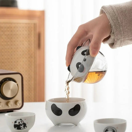 Travel Tea Set with Case, Panda Ceramic Teapot and Teacups – image 6