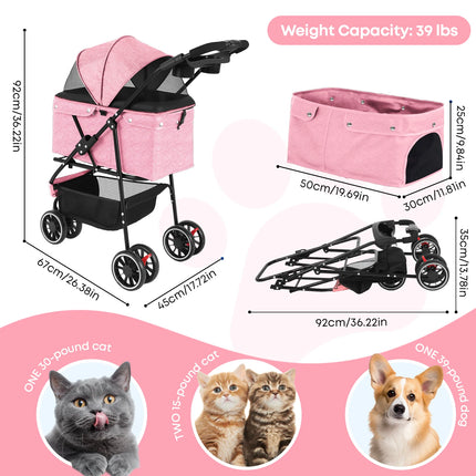 Travel Buddy | Pet Stroller for Small Dogs & Cats with Water-Resistant Fabric | Lightweight & Foldable Design for Easy Travel 2