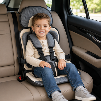 Travel Buddy | Portable Booster Car Seat with 5-Point Harness | Foldable Design for Easy Transport 12