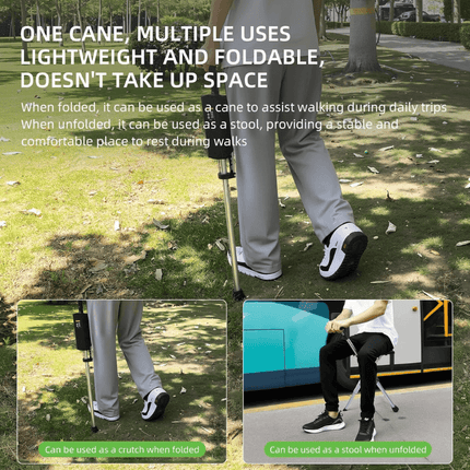 Travel Companion | Foldable Walking Stick with Seat & Adjustable Height | Lightweight Design for Outdoor Comfort 5
