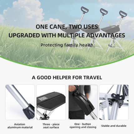 Travel Companion | Foldable Walking Stick with Seat & Adjustable Height | Lightweight Design for Outdoor Comfort 6