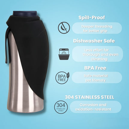 Travel Companion | Portable Dog Water Bottle with Insulated Design | Leak-Proof Dispenser for Outdoor Hydration 3