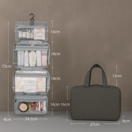 Travel Essentials | Multi-Compartment Toiletries Organizer with Zippered Pockets | Durable Design for Organized Packing 0