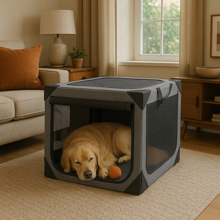 Travel Haven | Large Dog Crate with Chew-Resistant Fabric & Ventilation | Lightweight Design for Comfort and Security 7