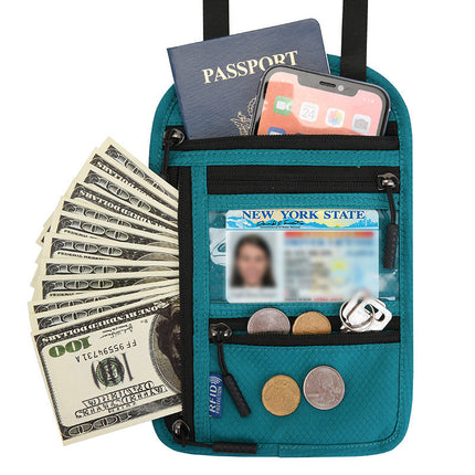 Travel Neck Pouch | RFID Blocking Passport Holder with Water-Resistant Design | Secure Storage for Valuables 10