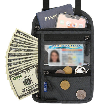 Travel Neck Pouch | RFID Blocking Passport Holder with Water-Resistant Design | Secure Storage for Valuables 12