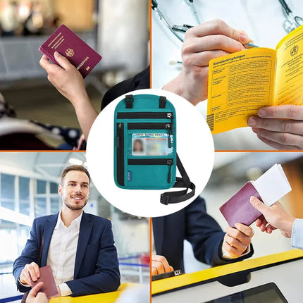 Travel Neck Pouch | RFID Blocking Passport Holder with Water-Resistant Design | Secure Storage for Valuables 4