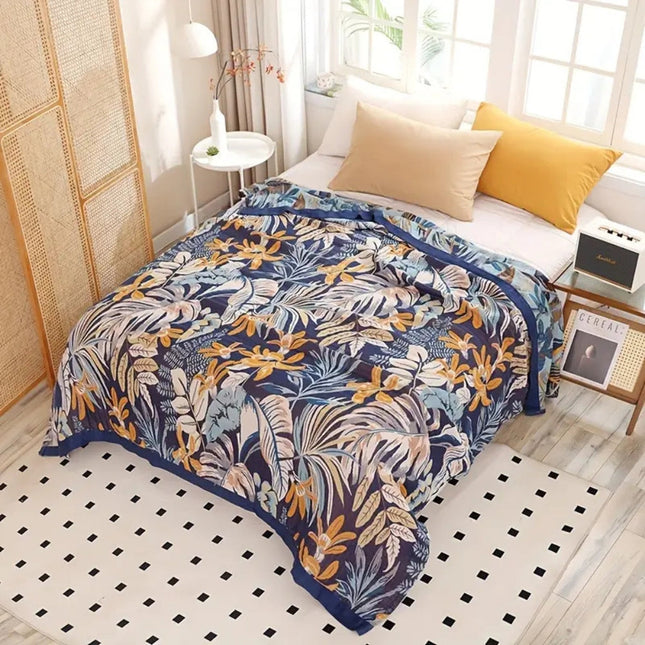 Tropical Haven | Jacquard Blanket Throw with Vibrant Palm Design | Cozy Accent for Year-Round Comfort 0