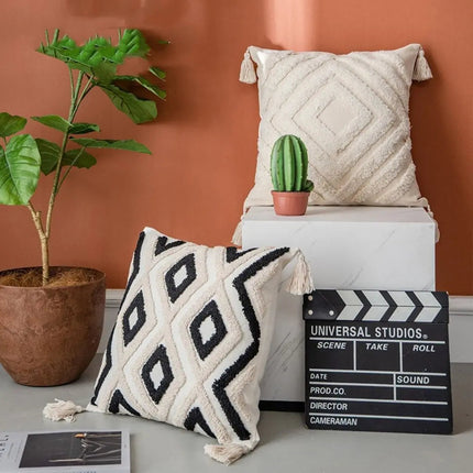 Embroidered Throw Pillow Cover, Cushion Cover with Tassels – image 5