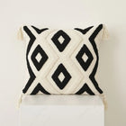 Decorative Pillow Cover 18x18, Embroidered Throw Pillow Cover with Tassels, Tufted Geometric Cushion Cover for Sofa