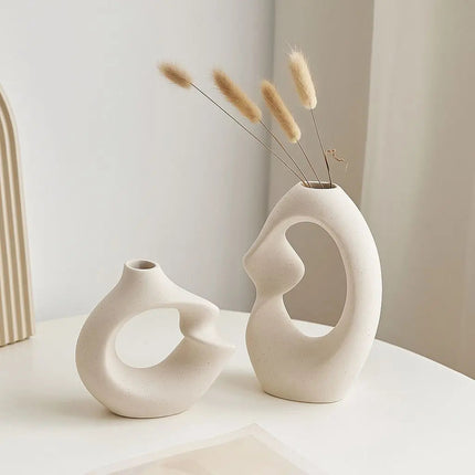 Ceramic Vase Set of 2, Modern Vases for Flowers