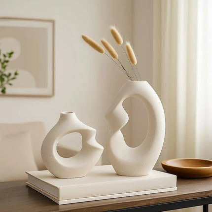 Ceramic Vase Set of 2, Nordic Home Decor – image 4