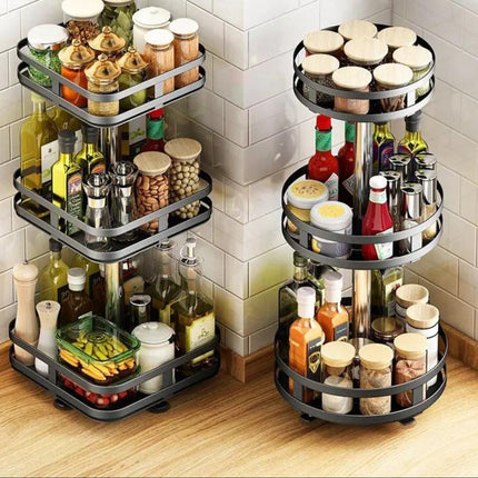 TwistRack | Rotating Storage Shelf with Adjustable Height | Space-Saving Organizer for Kitchen and Bathroom 2