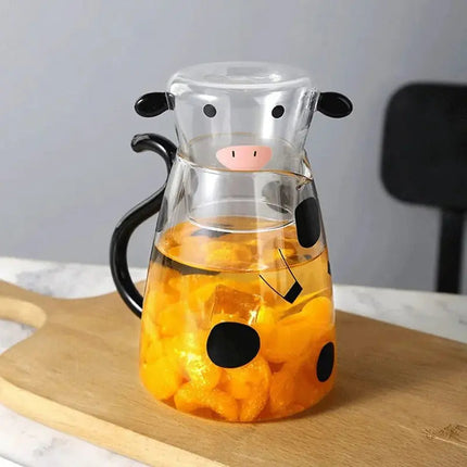 Glass Kettle with Cow Design, Water Pitcher 17 or 61 oz – image 6