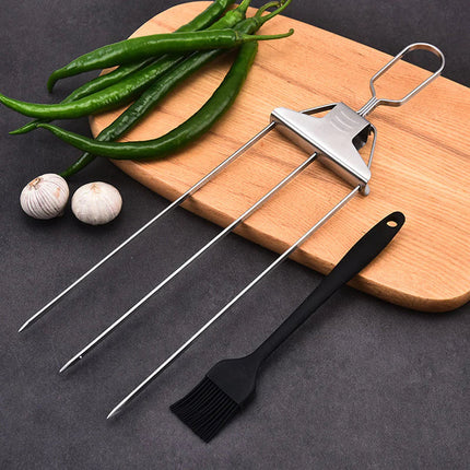 Ultimate Grill Skewers | Stainless Steel Kebab Skewers with Triple Prong Design | Perfect for BBQ and Outdoor Cooking 2