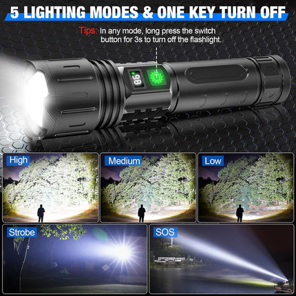 Ultra Bright Tactical Flashlight | 100,000 Lumens & Adjustable Beam | Durable Waterproof Design for Outdoor Adventures 4