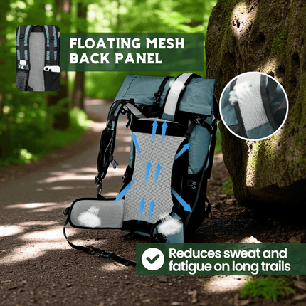 Ultralight 50L Travel Backpack with Roll-Top Design | Water-Resistant and Durable for Hiking Adventures 1