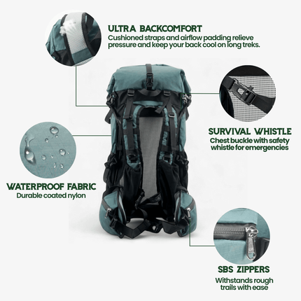 Ultralight 50L Travel Backpack with Roll-Top Design | Water-Resistant and Durable for Hiking Adventures 6