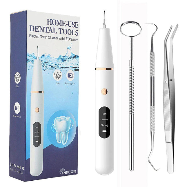 Ultrasonic Tooth Cleaner | Rechargeable Dental Cleaner with Ergonomic Design | Effective Teeth Stain Remover for Home Oral Hygiene 0