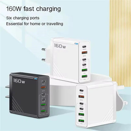 Universal USB Charging Hub | 160W Multi-Port Adapter with Rapid Charging | Compact Design for Home and Travel 4