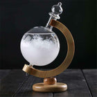 Storm Glass Weather Predictor with Wooden Base, Crystal Barometer Office Decor, Nautical Home Decor and Science Gift
