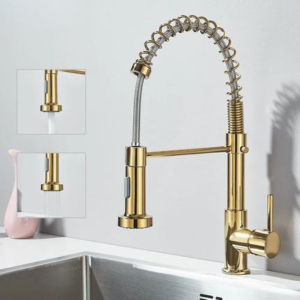Pull Down Kitchen Faucet with Sprayer, Kitchen Sink Faucet with Dual Swivel Spout – image 24