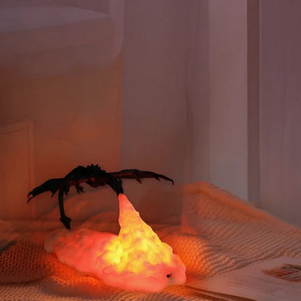 3D-Printed Dragon Night Light with Fiery Glow | Rechargeable LED Decor for Fantasy Lovers