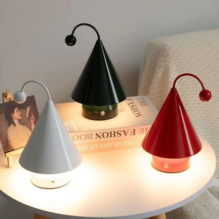 Cordless Dimmable GlowCap Lamp with Unique Cone Design | Stylish Rechargeable Lighting for Modern Elegance