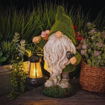 Solar-Powered Garden Gnome with Unique Character | Weatherproof Resin Decor for Magical Outdoor Ambiance