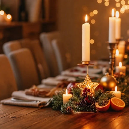 Iron Candle Holder with Holiday / Christmas Motifs | Festive Decor for Cozy Christmas Ambiance