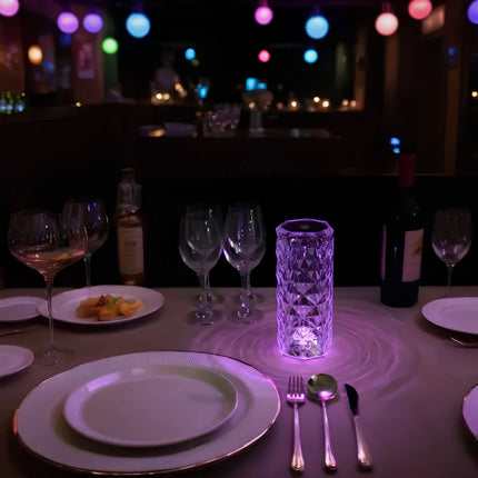 Touch Control Table Lamp with 16 Color Options | Rechargeable Acrylic Design for Customizable Mood Lighting