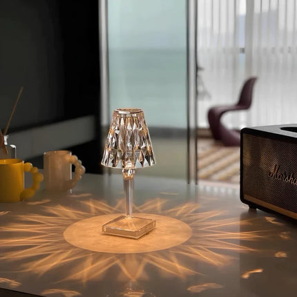 Sparkling Crystal Lamp with Touch-Sensitive Control | Elegant Rechargeable Table Light for Glamorous Ambiance