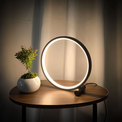 Dimmable LED Nightstand Lamp with Halo Ring Design | Minimalist Home Decor for Cozy Lighting