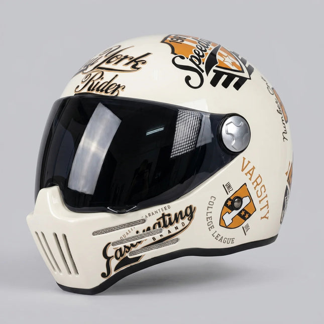 Urban Rider | Motorcycle Helmet with Retro New York Graphic Design | Enhanced Comfort for City Cruising 0