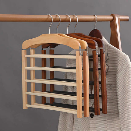 Space Saving Pants Hanger, Wooden Clothes Hanger with Anti Slip Bars – image 4