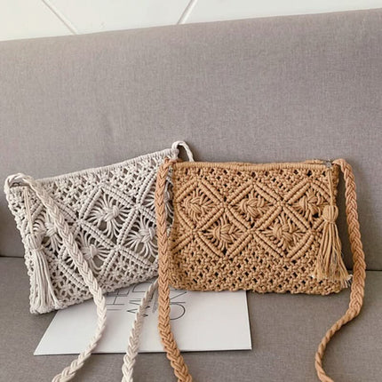 Vardi Dante | Woven Shoulder Bag for Women with Zipper Closure | Chic Boho Style for Everyday Use 1