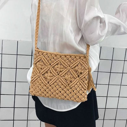 Vardi Dante | Woven Shoulder Bag for Women with Zipper Closure | Chic Boho Style for Everyday Use 3