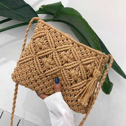 Vardi Dante | Woven Shoulder Bag for Women with Zipper Closure | Chic Boho Style for Everyday Use 4