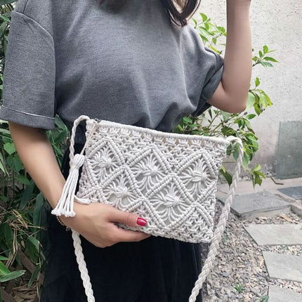 Vardi Dante | Woven Shoulder Bag for Women with Zipper Closure | Chic Boho Style for Everyday Use 5
