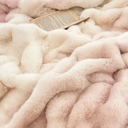 Rabbit Fur Blanket with Dehaired Angora, Plush Soft Blanket for Bed and Sofa – image 6
