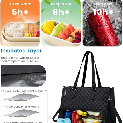 Versatile 2-in-1 Insulated Lunch & Laptop Tote with Dual Compartments for Work and Travel 2