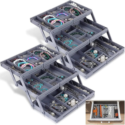 Versatile 3-Tier Drawer Organizer with Adjustable Dividers | Space-Saving Solution for Clutter-Free Living 2