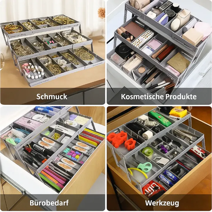 Versatile 3-Tier Drawer Organizer with Adjustable Dividers | Space-Saving Solution for Clutter-Free Living 6