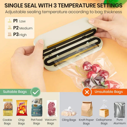 Versatile 3-in-1 Cordless Mini Vacuum Sealer with Strong Suction | Compact Design for Food Freshness and Convenience 1